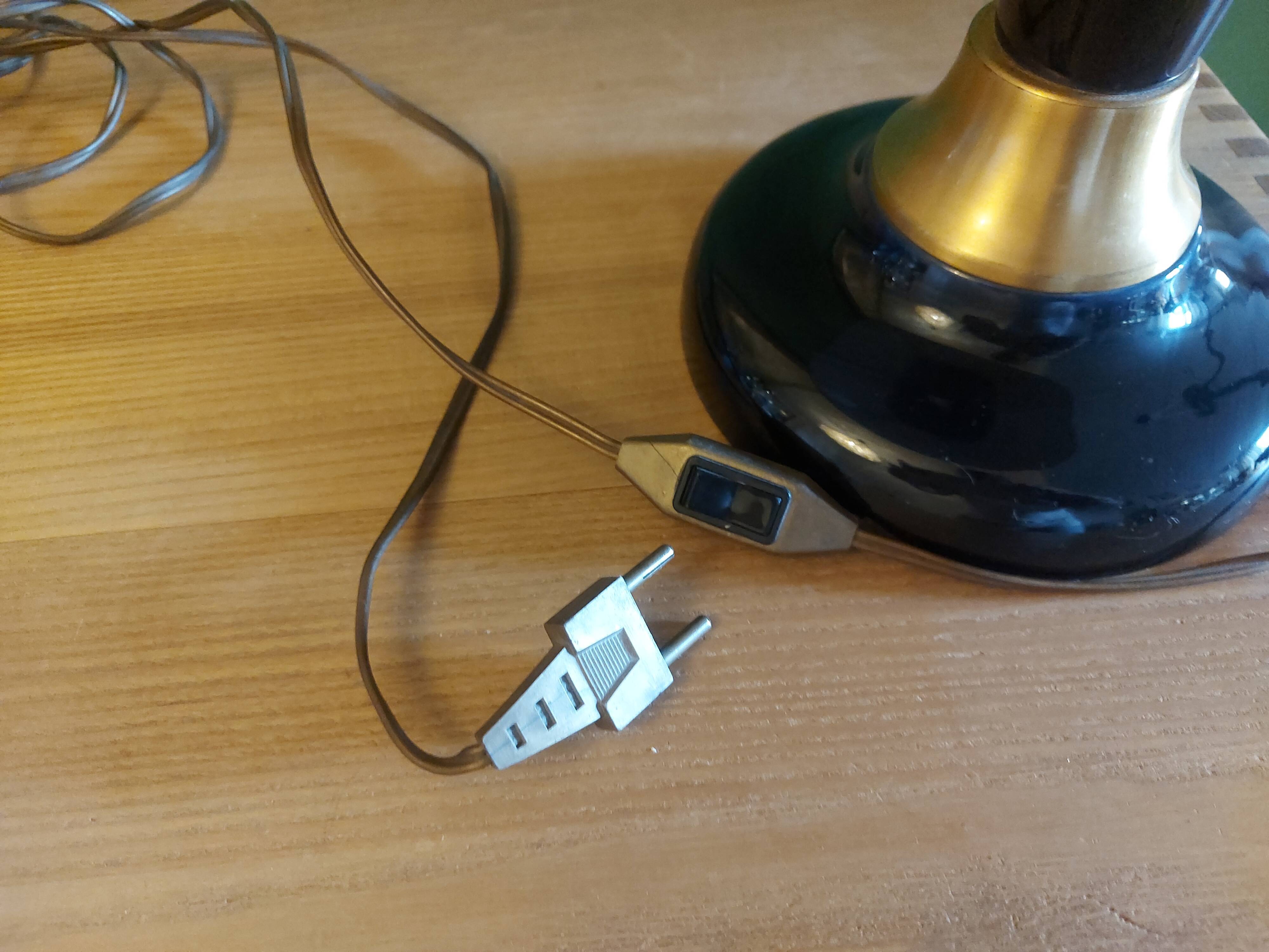 Large cobalt blue ceramic lamp stand