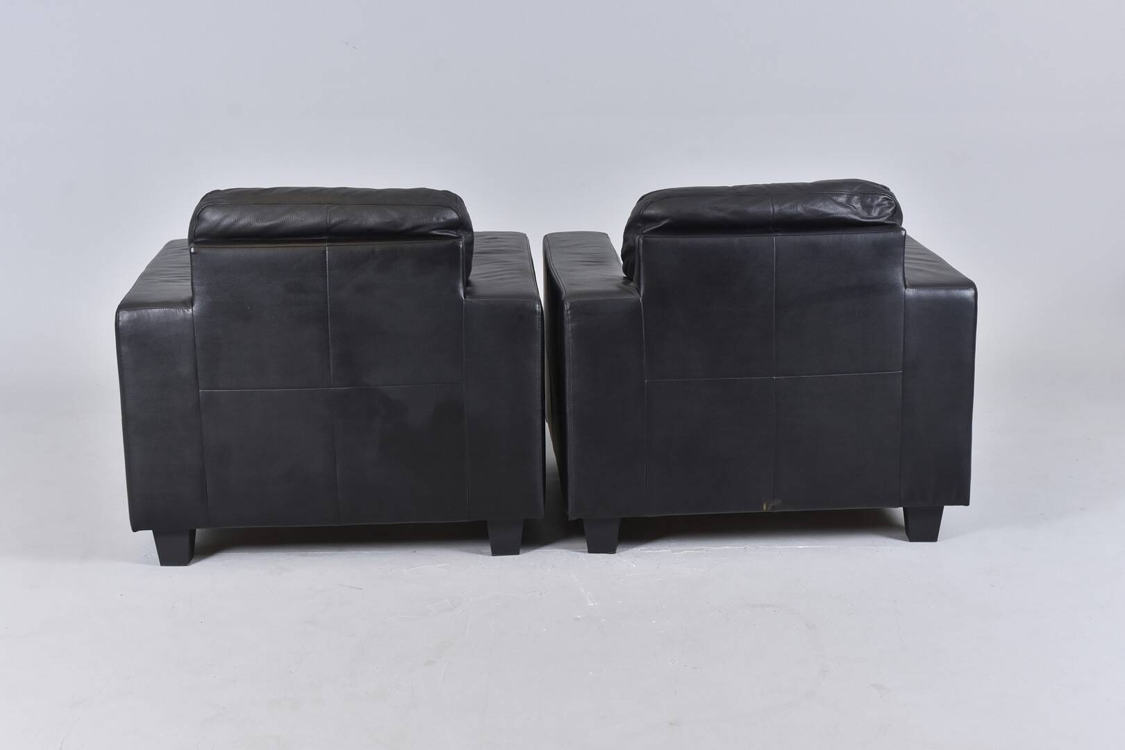 Pair of IKEA “Skogaby” Armchairs in Black Artificial Leather