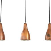 Set of three copper Bent Karlby pendant lamps for Lyfa