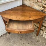 Table bureau d’angle coin en bois massif avec 1 tiroir