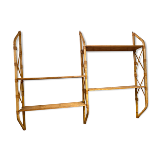 Double shelves murale rattan 1960
