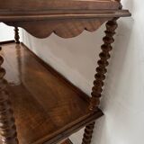 Napoleon III console table with three shelves in mahogany and veneer, 19th century