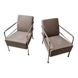 2 vintage nude leather "Cinema" easy chairs by Gunilla Allard for Lammhults | 1990s