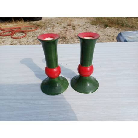 Pair of earthenware candlesticks from the brand: LR