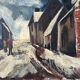 Hiver dans la rue, huile sur toile signée