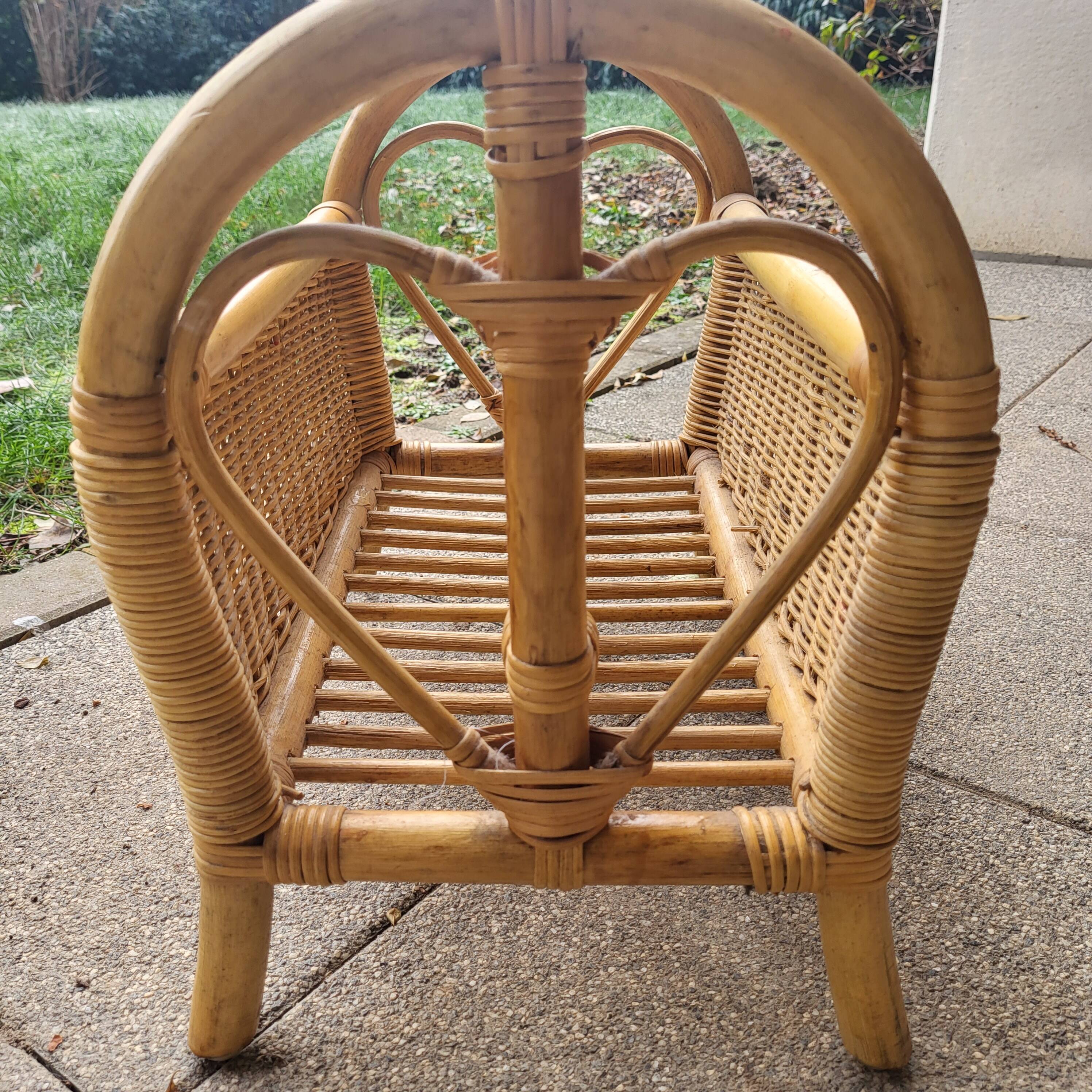 Bamboo and wicker magazine rack 1970
