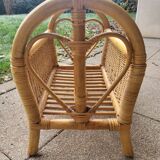 Bamboo and wicker magazine rack 1970