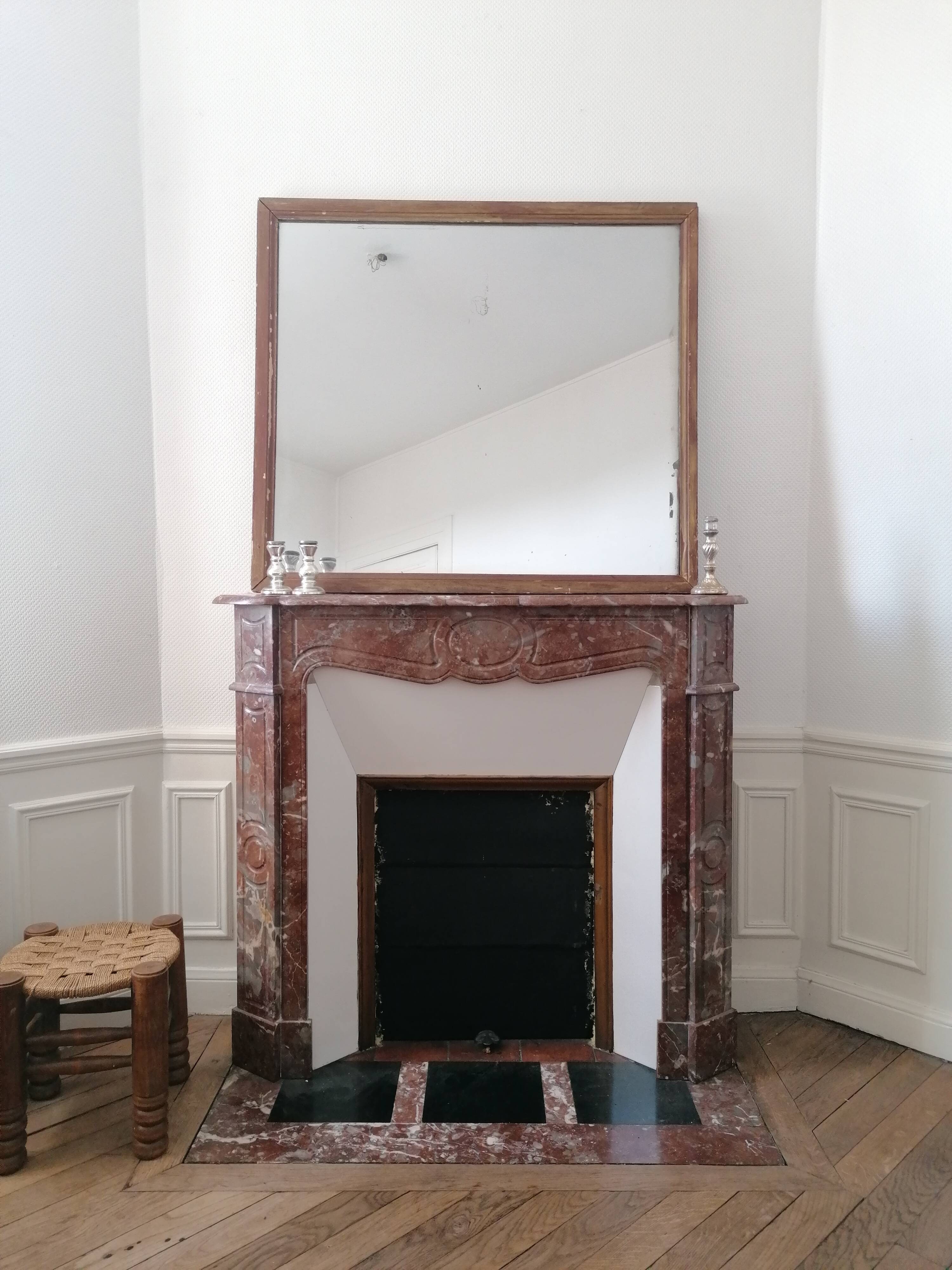 19th century square-format mercury mirror 100x90cm