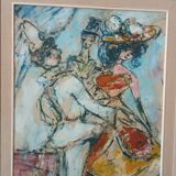 Mixed media on paper, masked figures GUIDO CODOGNONE (1901-1968)