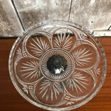 Old centerpiece cut art deco glass + foot silver metal vintage #a285