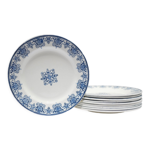 Série de 10 assiettes anciennes Terre de Fer par L.G. pour la faïencerie de Clairefontaine