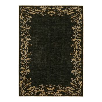 Hand-knotted anatolian antique 1970s 213 cm x 298 cm black wool carpet