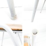 Chaise vintage Mid-Century bois et métal blanc style industriel scandinave