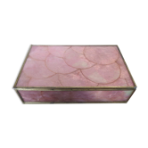 Boite en nacre rose et laiton années 70 80