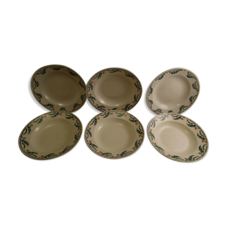 Lot of 6 hollow plates in Lunéville Holly model