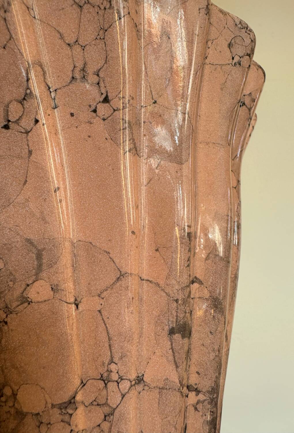 Art Deco ceramic vase in pink marble style