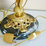 Candelabra, 6-pointed candlestick, marble, bronze, putti decoration, putto