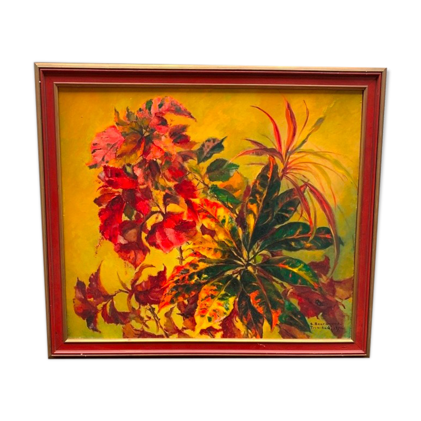 Still life with exotic flowers, oil on panel