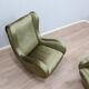 Paire de fauteuils italiens des années 1950 style Senior Zanuso en velours vert.