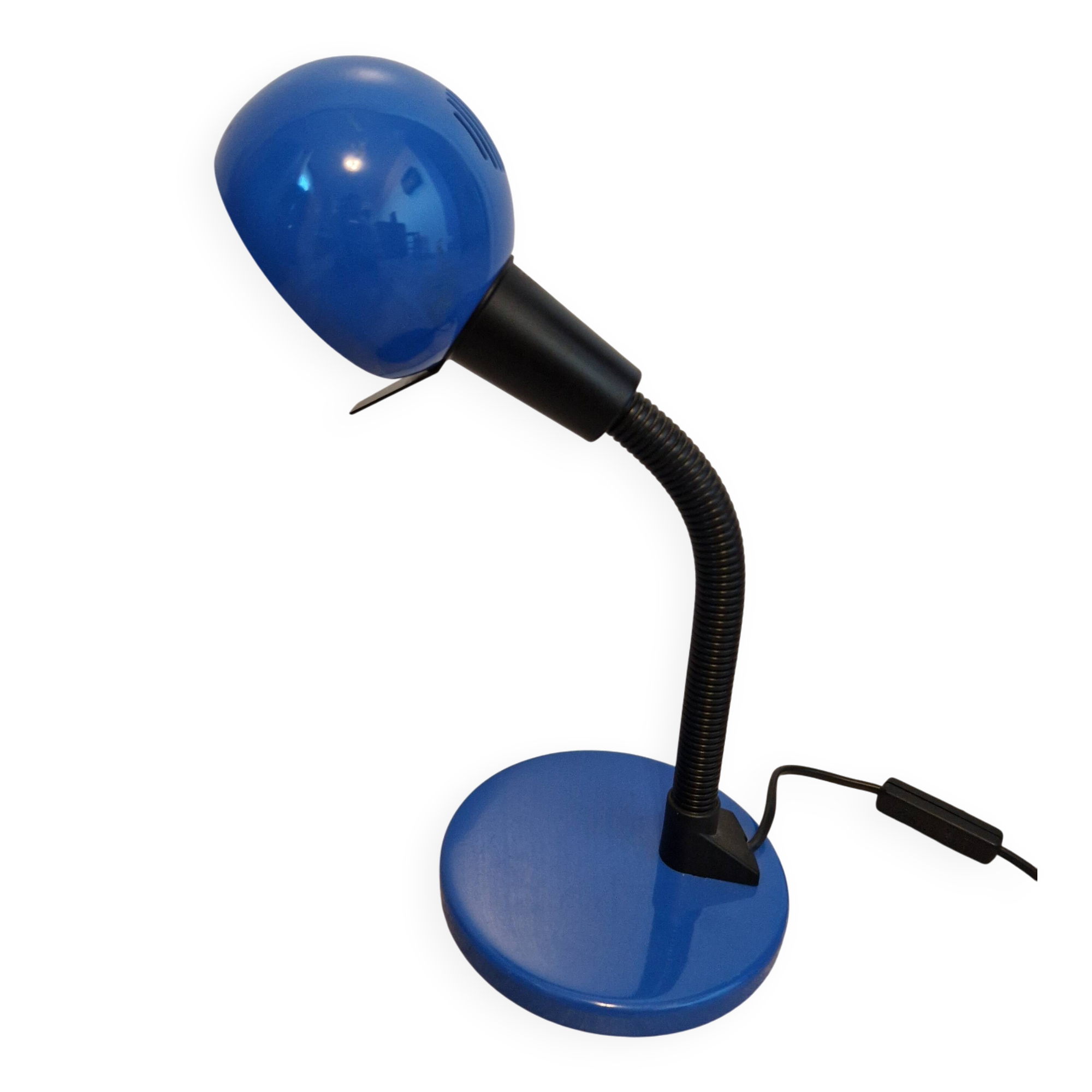 Brilliant German desk lamp — vintage style, electric blue