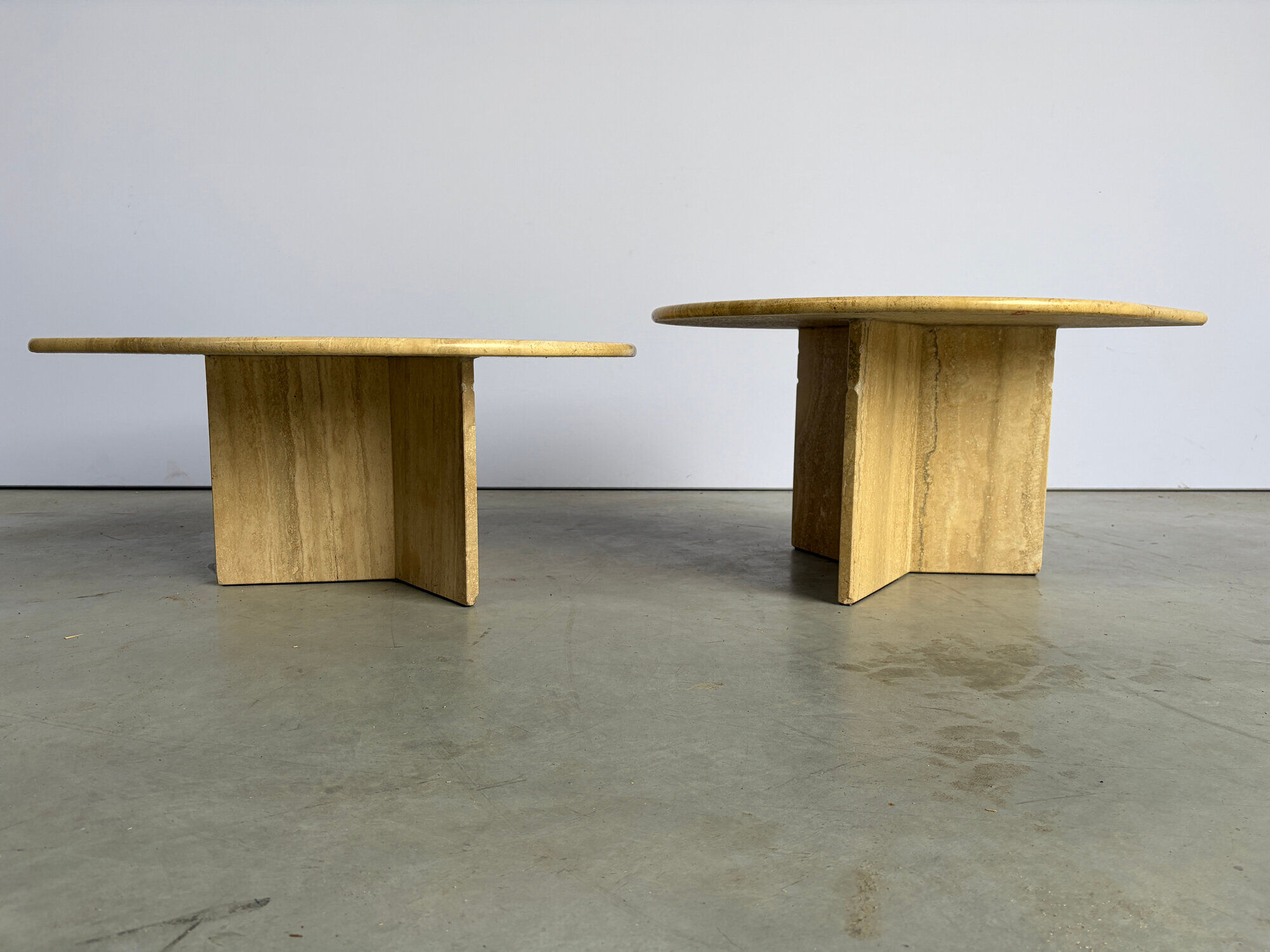 Pair of vintage travertine coffee tables or side tables, 1970s