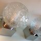 Pair of globe bedside lamps in glass and chrome/vintage metal 70-80