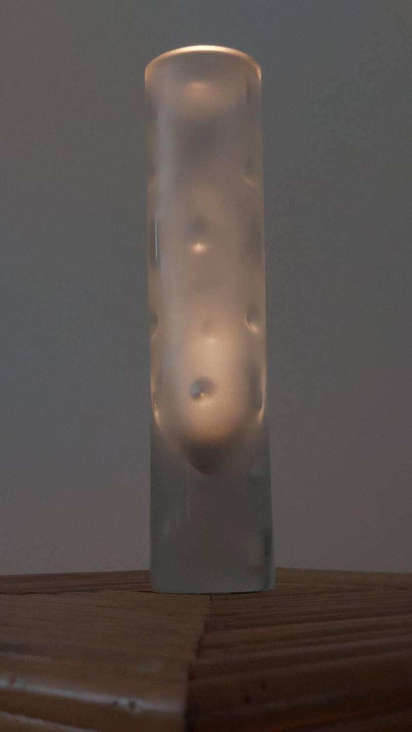 Frosted artisanal vintage glass vase