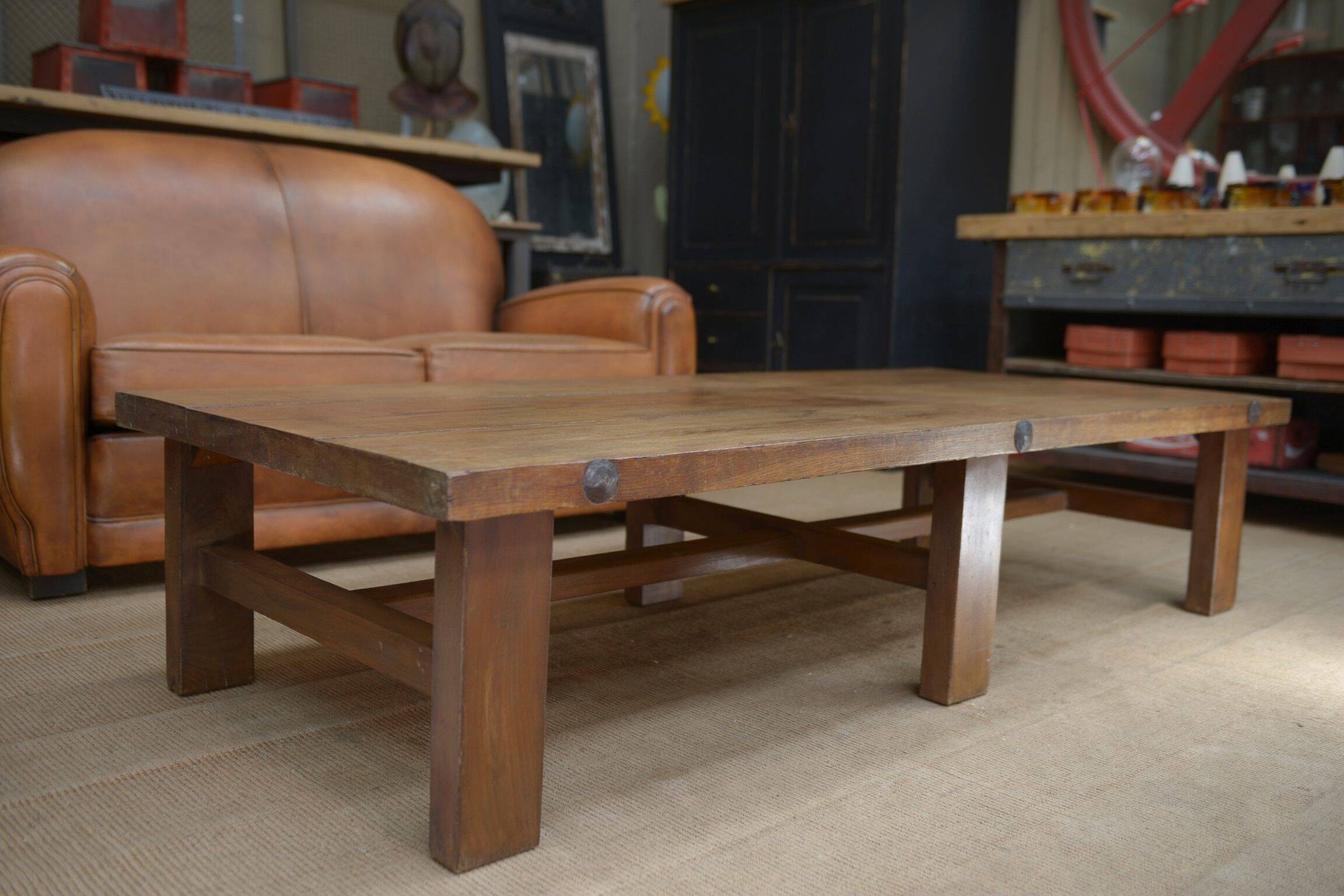 6-legged solid oak coffee table 1950