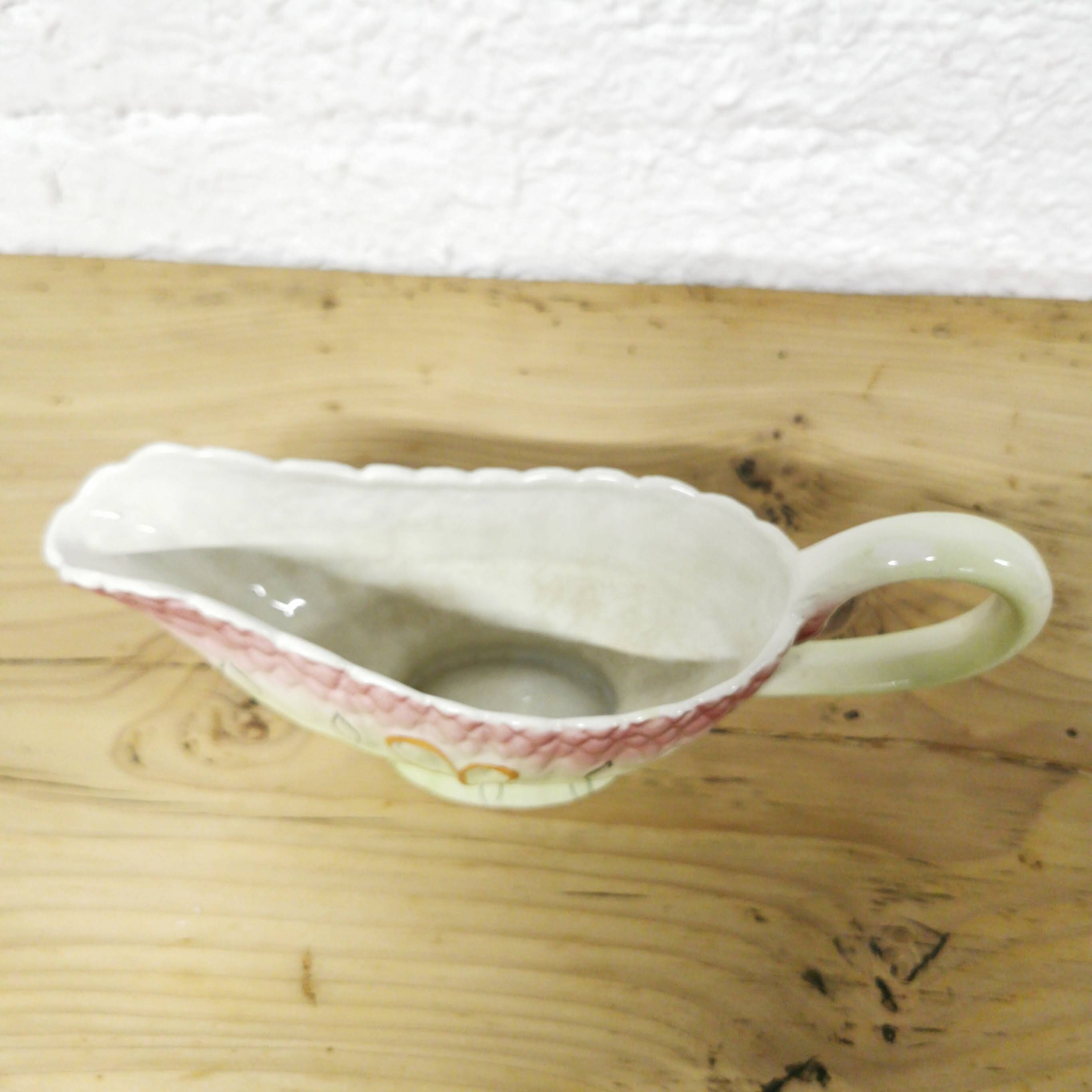Vintage asparagus motif slipware sauceboat