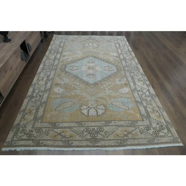 1970s Vintage Turkish Handmade Wool & Cotton Orange Area Rug 203x313