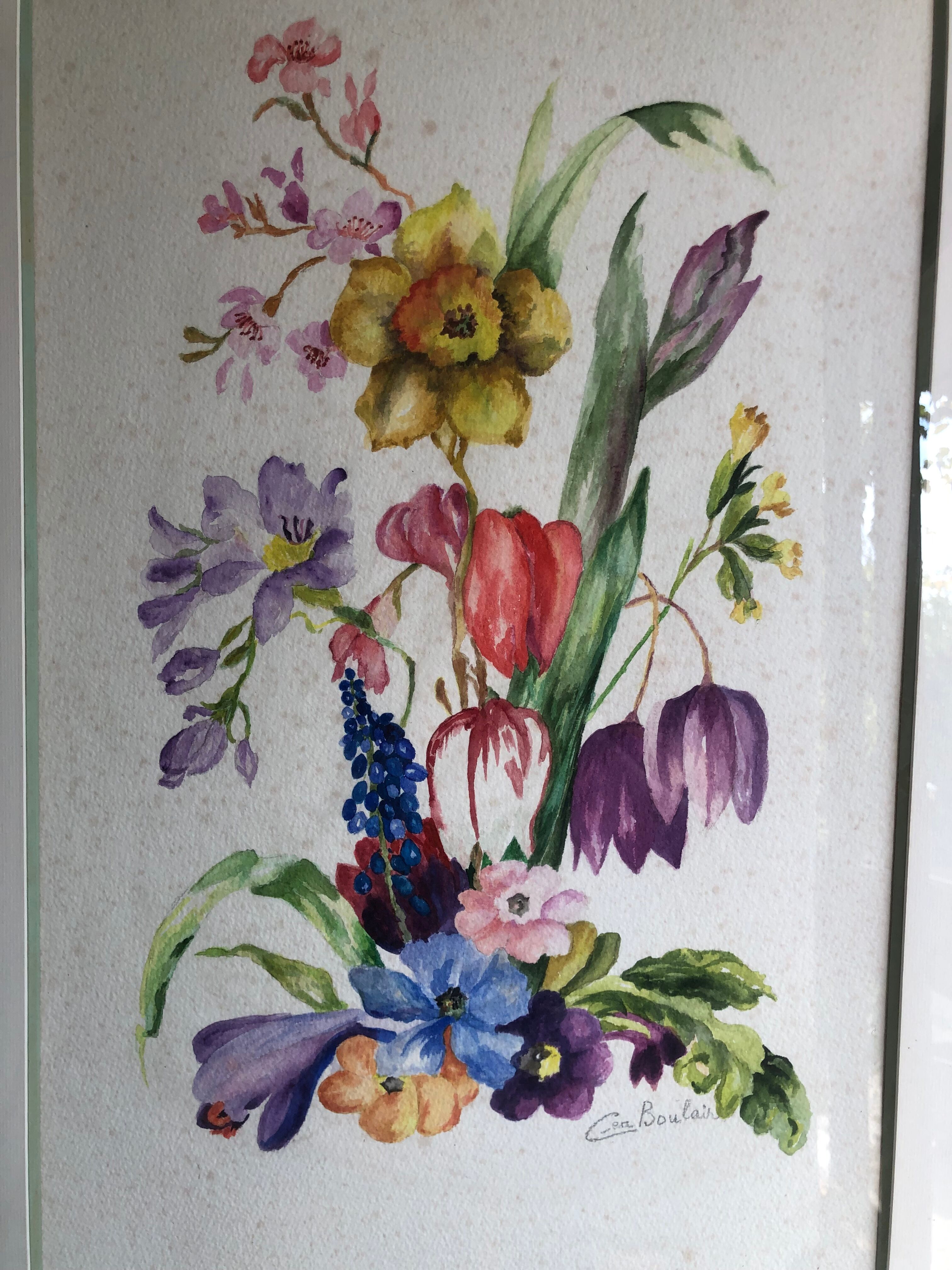 Aquarelle Fleurs de Boulait-Chausset