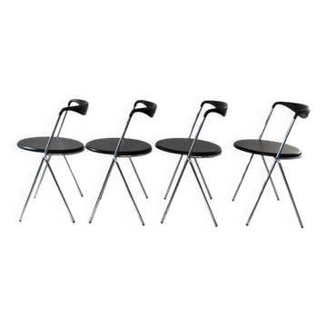 Industrial Stackable Dining Chairs in the style of Hans Eichenberger, set o