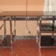 Vintage 70s chrome and smoked glass desk.
