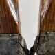 Pair of vintage Telemarking wooden skis, retro decoration