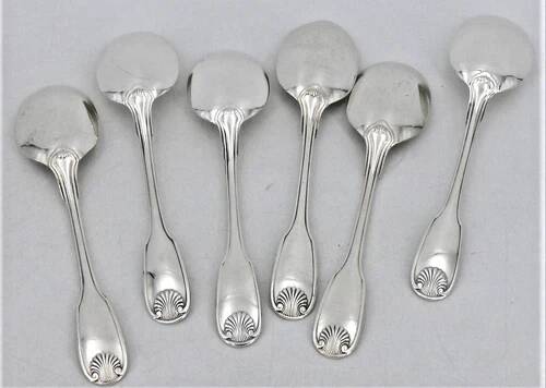 Christofle Vendome model 6 spoons, ice scoops, in silver-plated metal, 12.7 cm