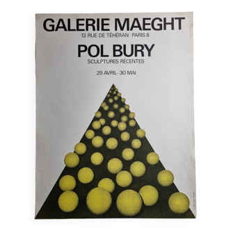 Original poster from 1969 after Pol Bury "Recent Sculptures", Op Art, 69 x 53 cm