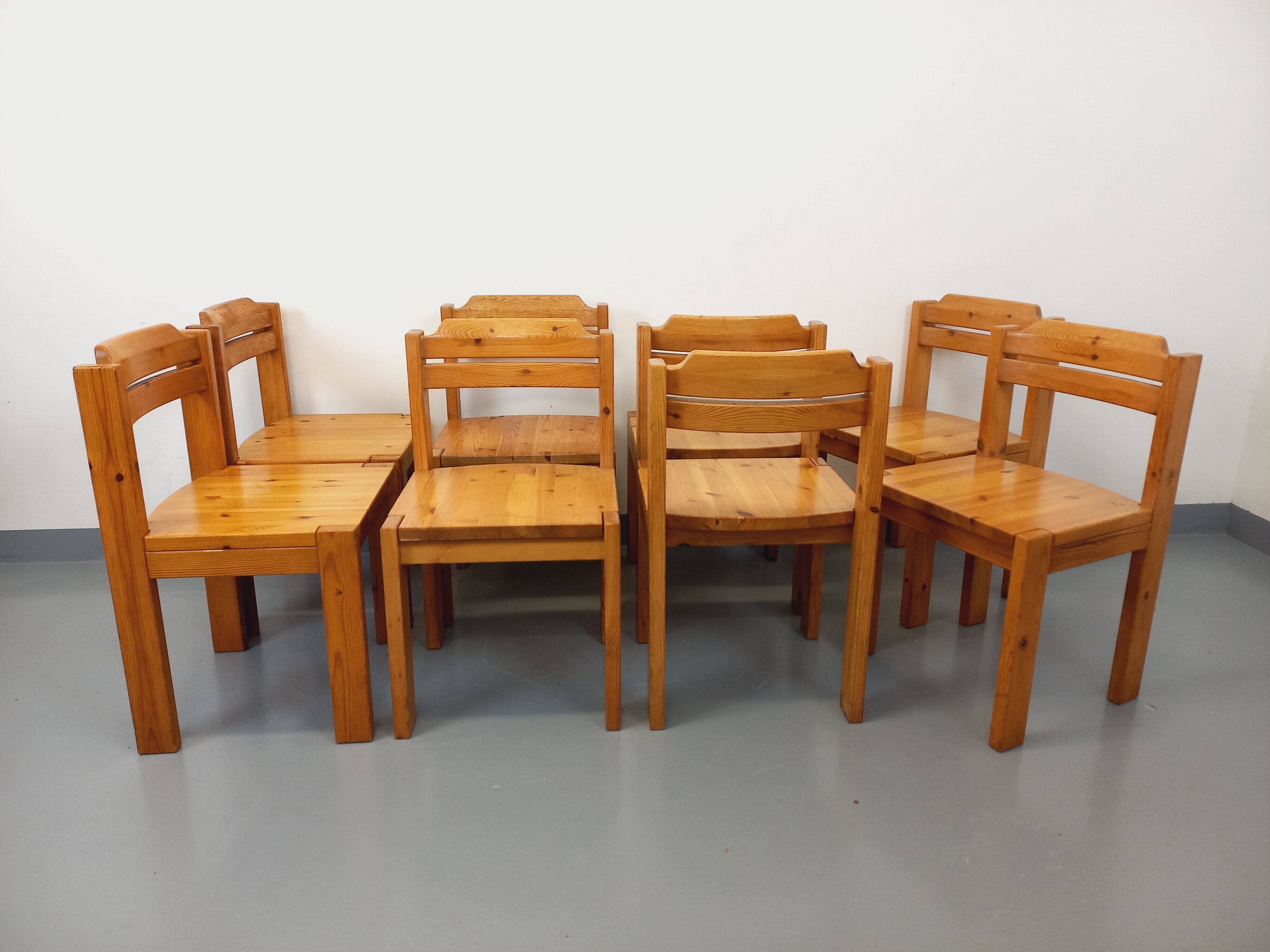Set of 8 vintage Scandinavian chairs by Ilmari Tapiovaara for Asko in pine