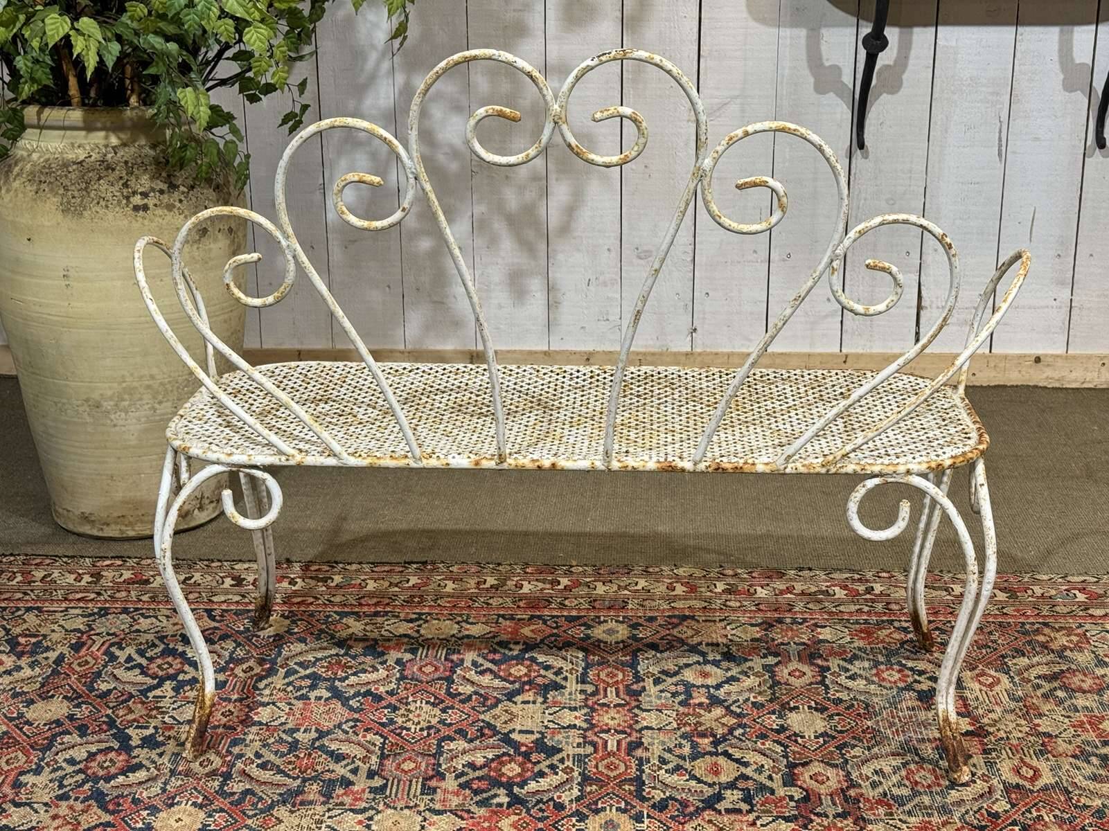 Banc de jardin en fer forgé des années 1950