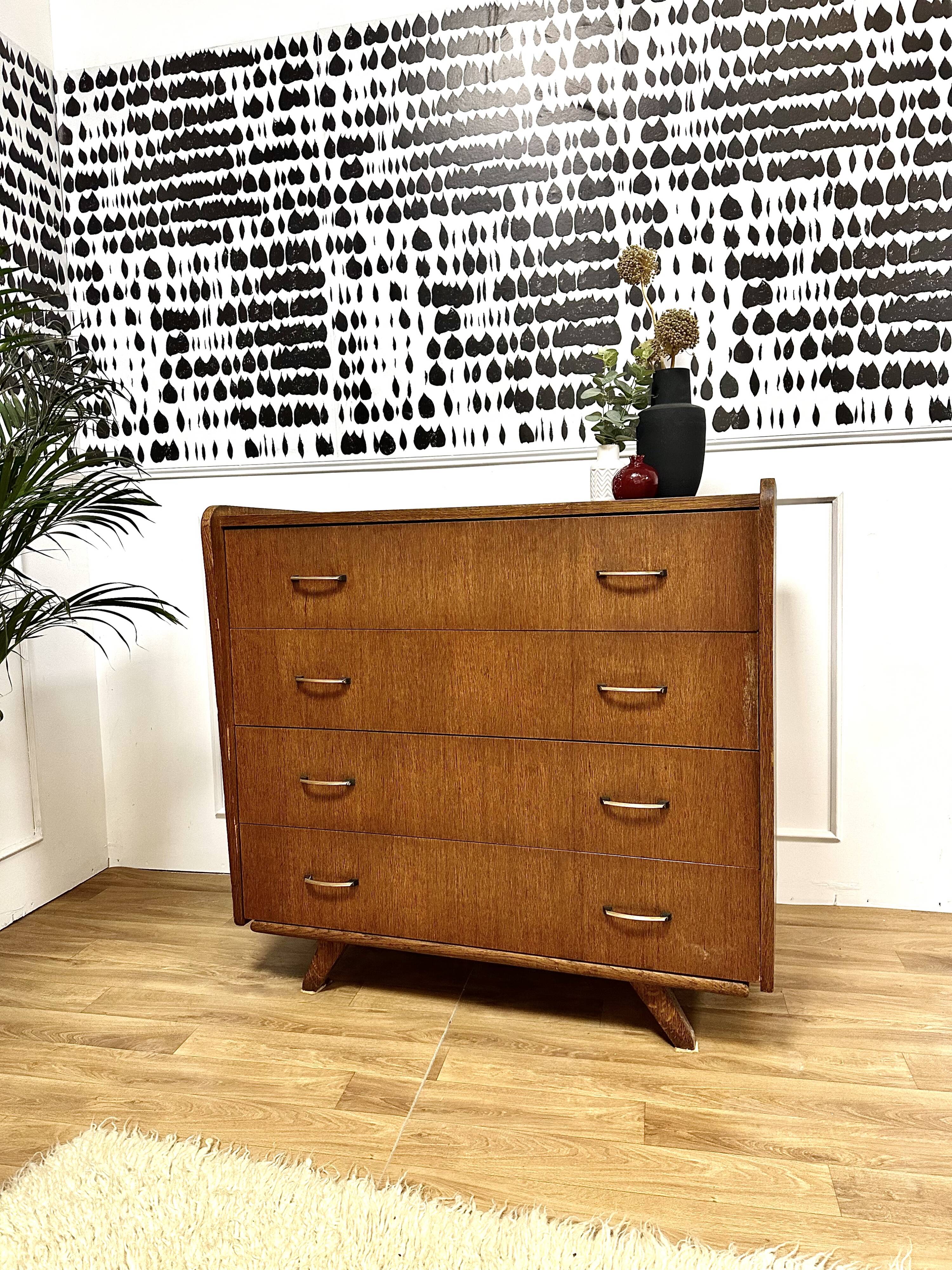 Vintage chest of drawers compass feet