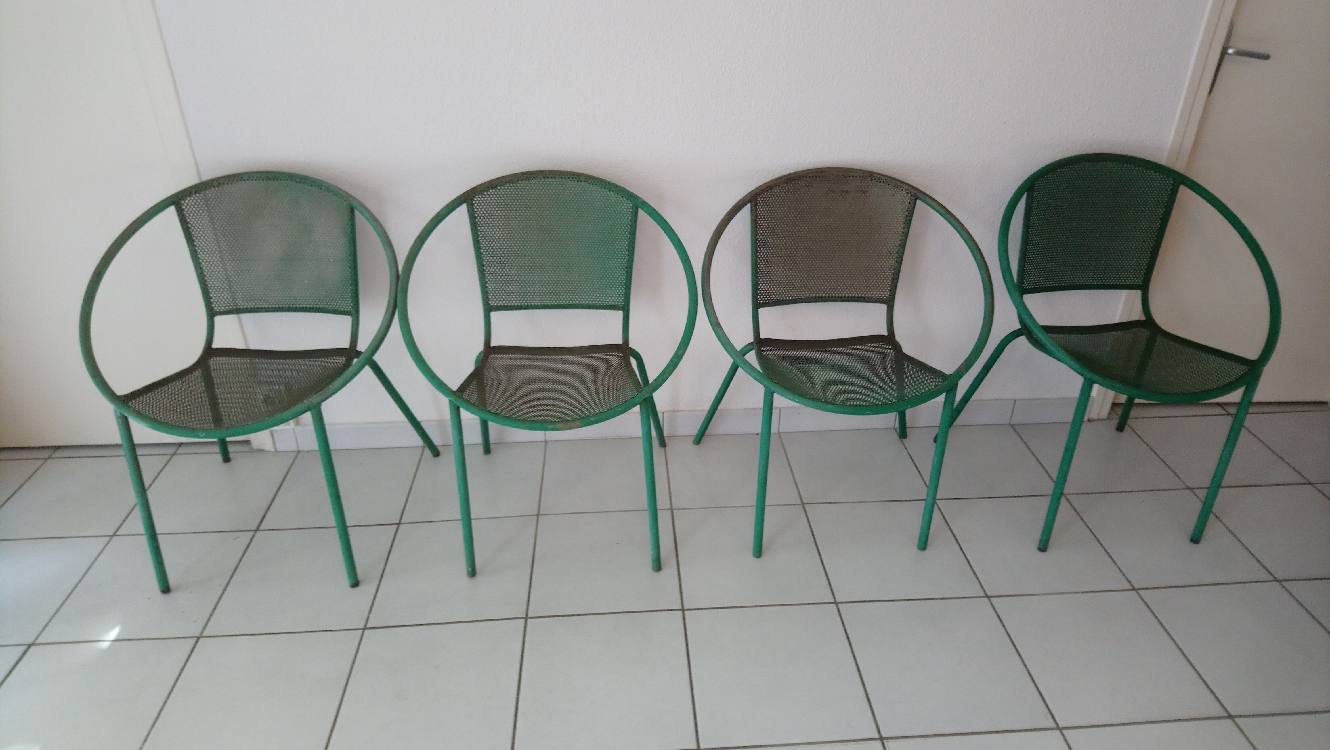 4 garden chairs suite half moon vintage 80s italian design