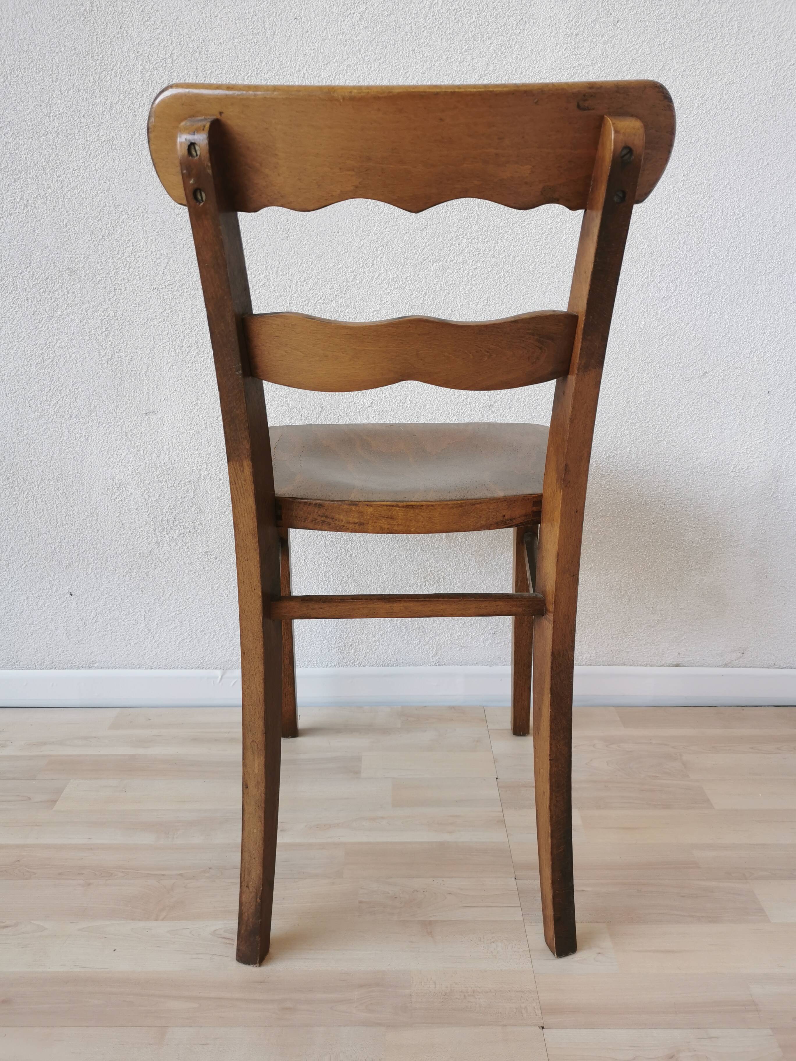Vintage Wooden Dining Chair: Tyrolean Farmhouse Bistro, 1970s