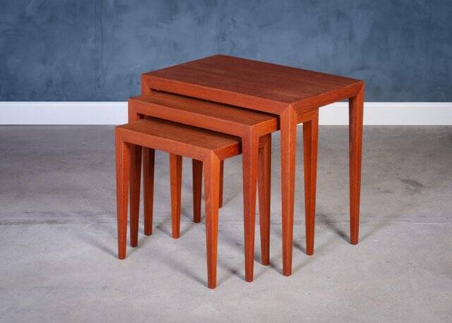 Nest of Teak Tables by Severin Hansen for Haslev Møbelfabrik, 1950s, Set of 3