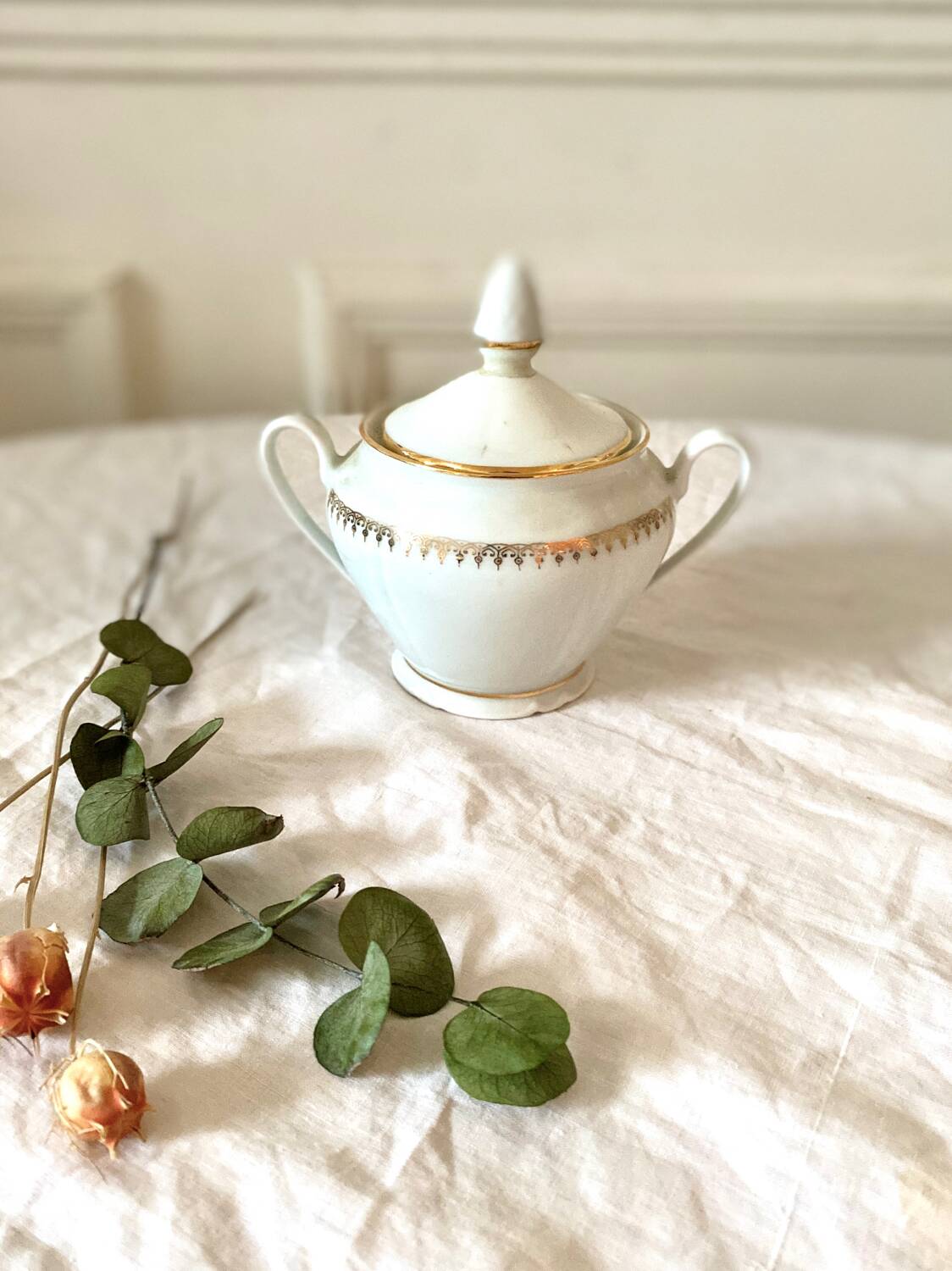 Fine porcelain sugar bowl from sologne france