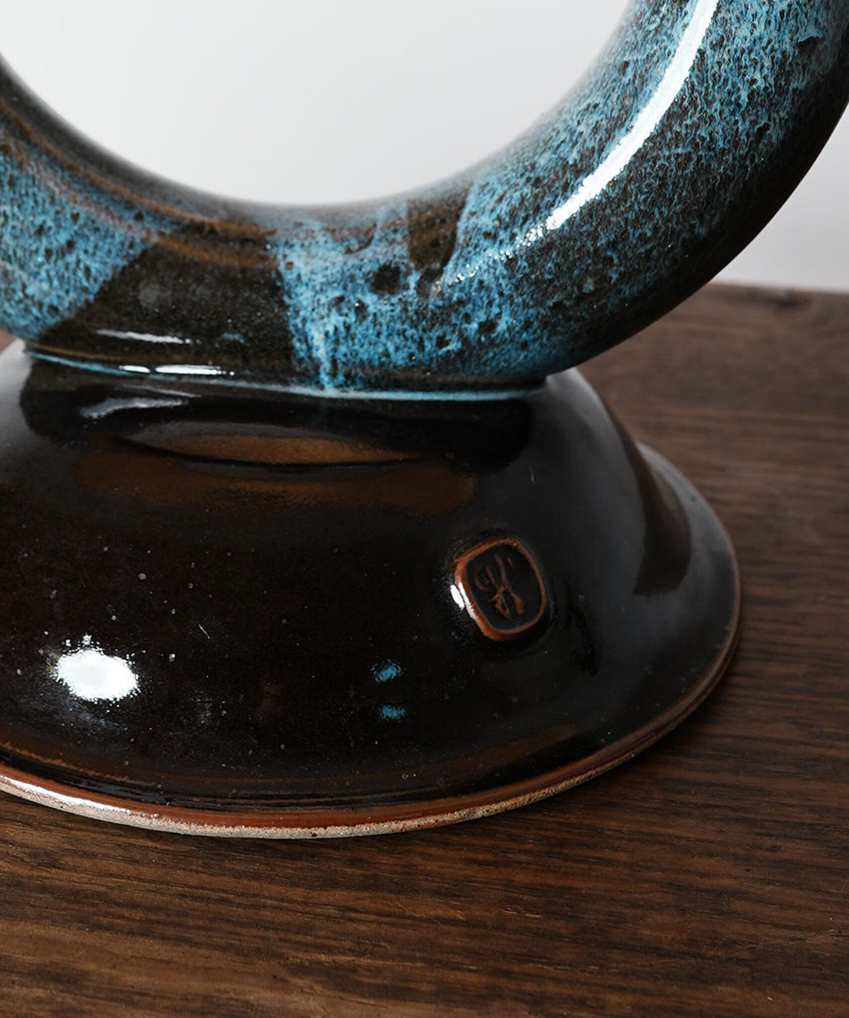 Porcelain lamp with its appearance in the shape of a round