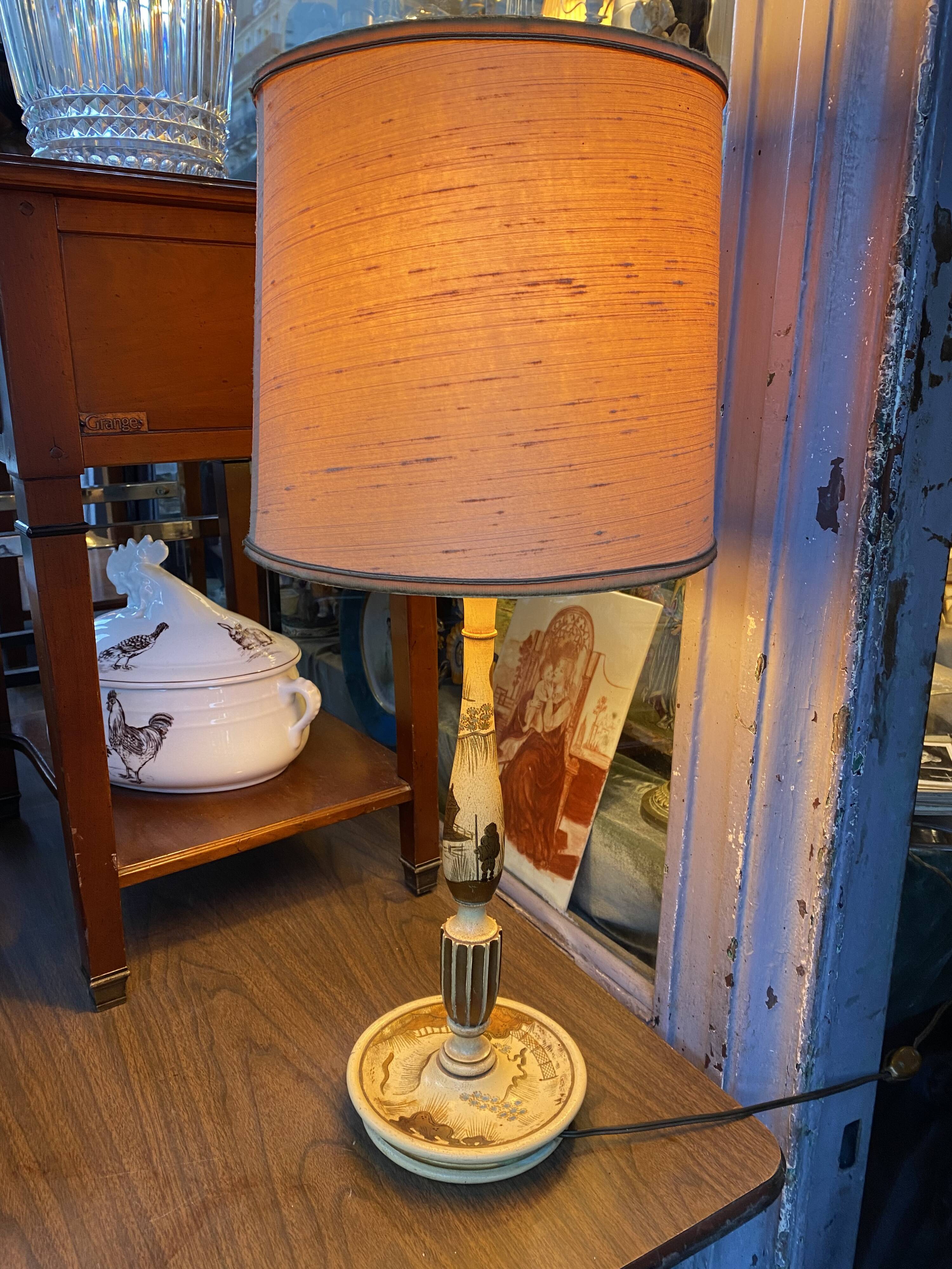 Wooden candle holder transformed into a lamp