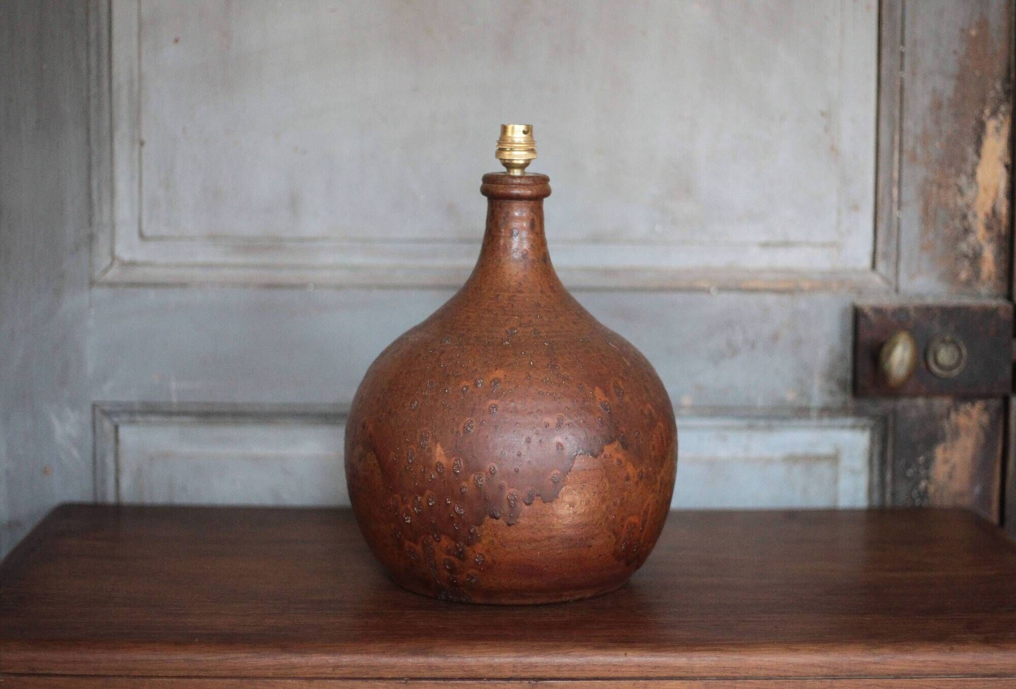 Vintage terracotta lamp, vintage lamp base, living room lamp, brown lamp