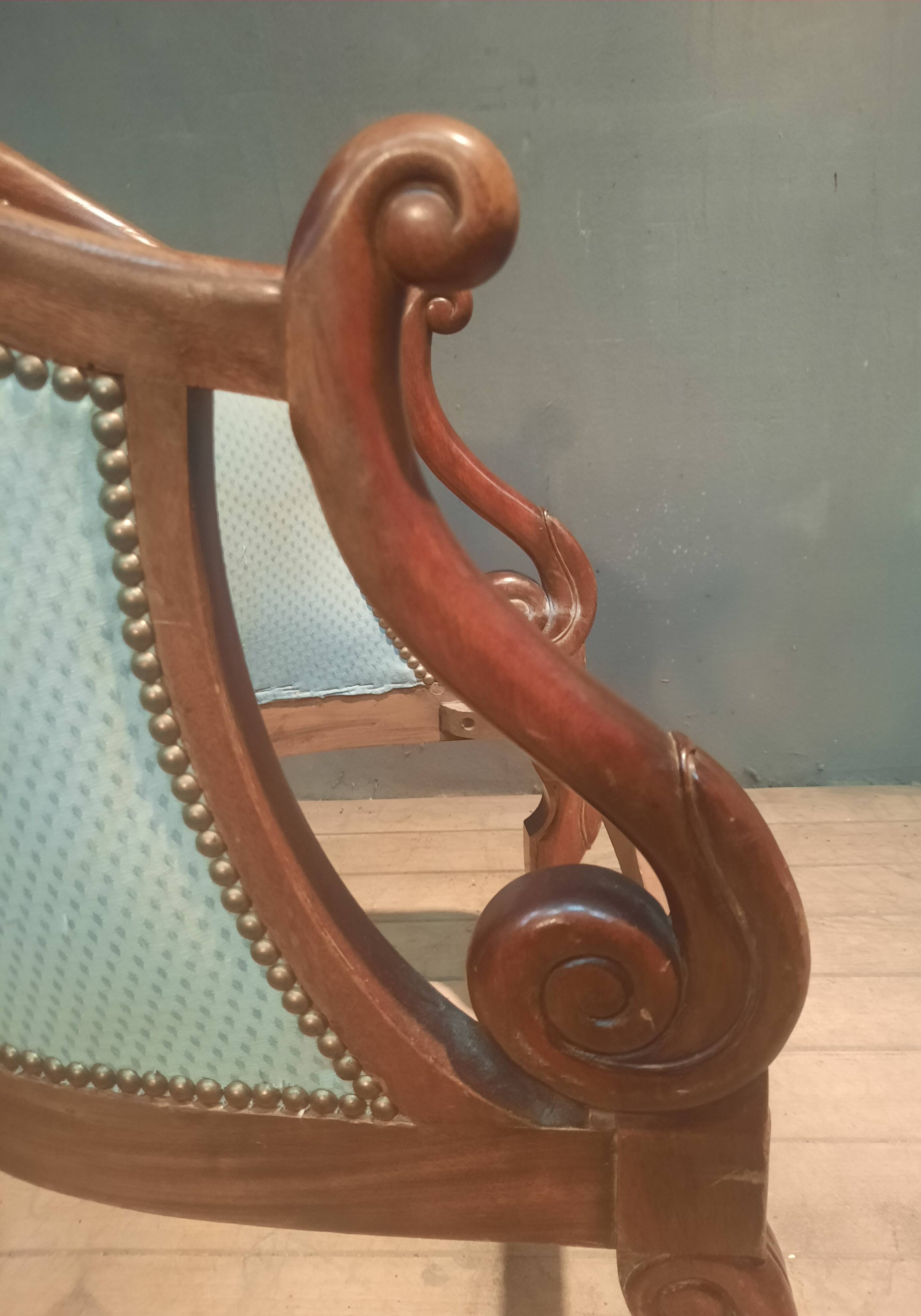 Pair of swan neck gondola armchairs