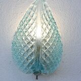 Set of 2 Rare Wall light Blue Jewel Murano Glass Leave by Barovier e Toso, 1950s