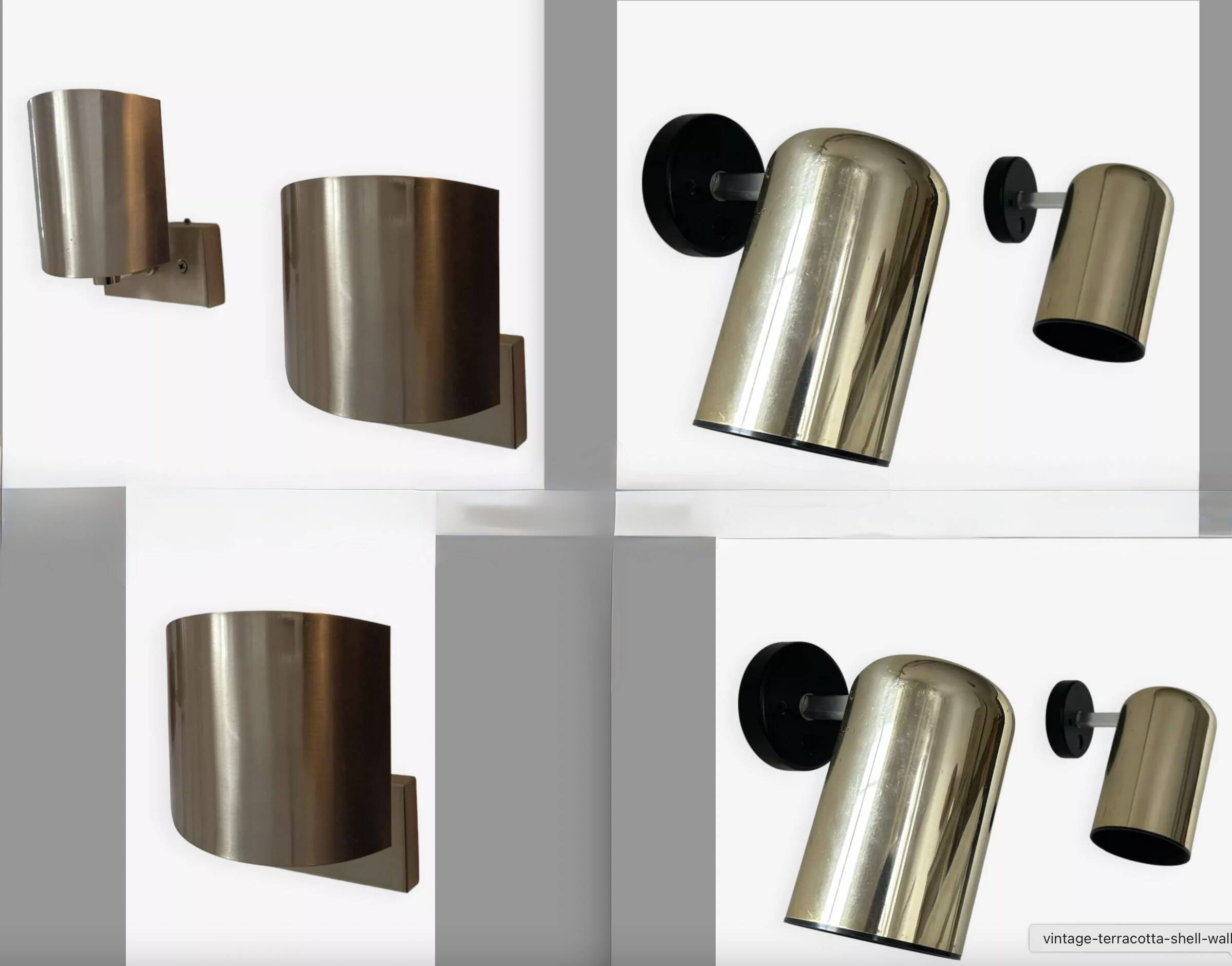 Set of 7 brass wall lights