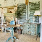 Commode bleu patinée